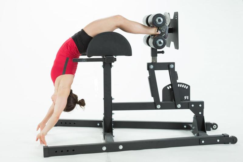 The bottom position of the GHD sit-up. Note the slight knee bend.