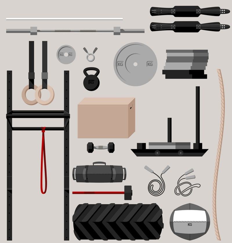 Illustration of CrossFit sport equipment used in programming